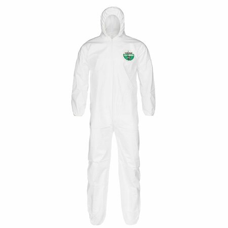 LAKELAND Coverall, CTL428, MicroMax, Large, White, Hooded, Elastic, 25PK CTL428-L